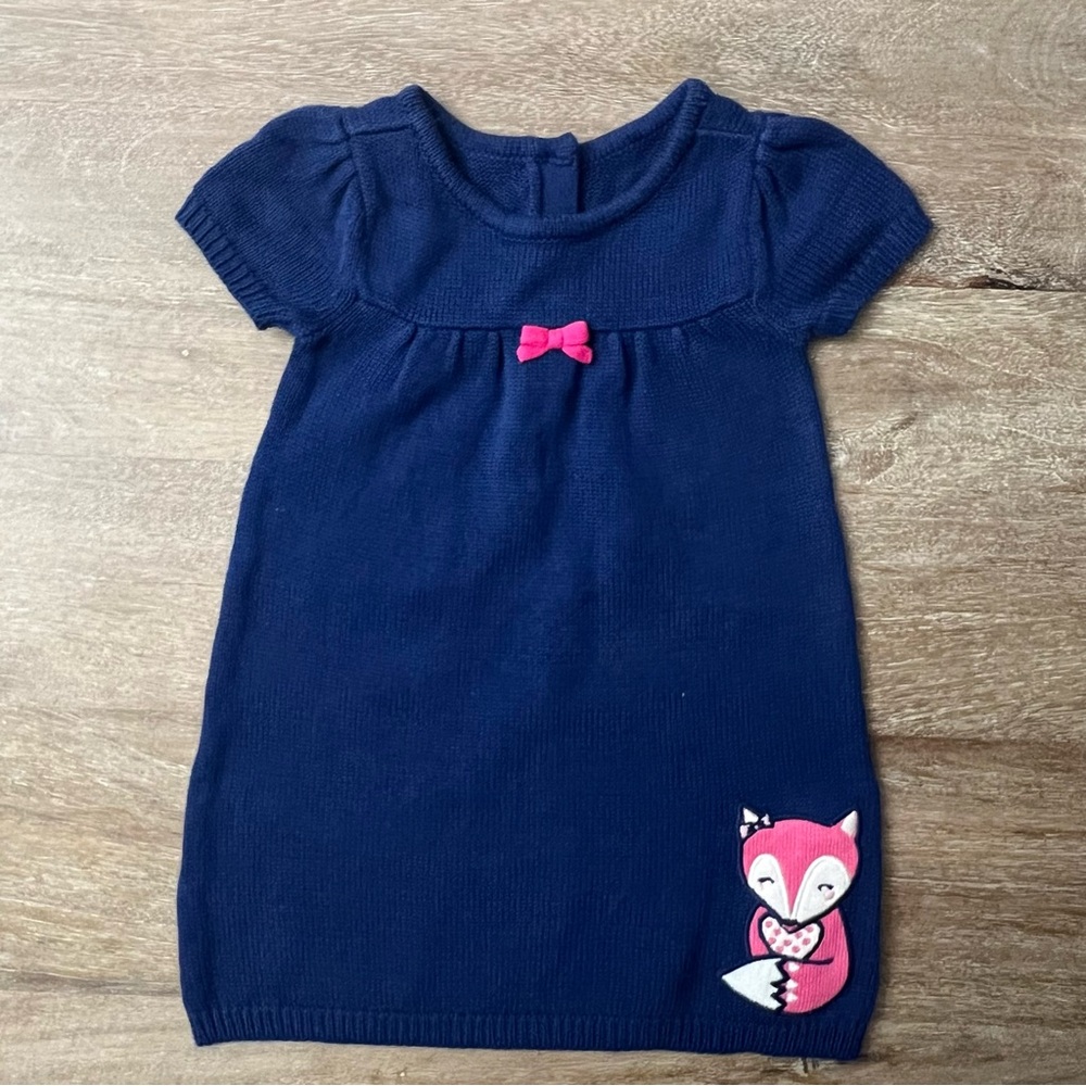 Gymboree Toddler Navy Blue Sweater Dress with Fox Patch